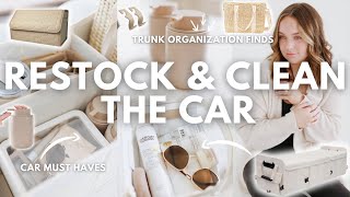 MONTHLY CAR RESTOCK & CLEAN: Amazon car must haves + trunk organization finds + car cleaning