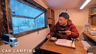 ［Winter Car Camping] Heavy snow buried our car 💦New and different home-made camper.146