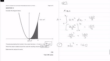 2019 Final|Matric IEB AP Maths Paper 1|Question 12| Area and Volume Integrals