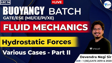 Hydrostatic Forces (Various Cases-2) | Lec - 14 | Fluid Mechanics | GATE & ESE | ME/CE/CH/PI/XE