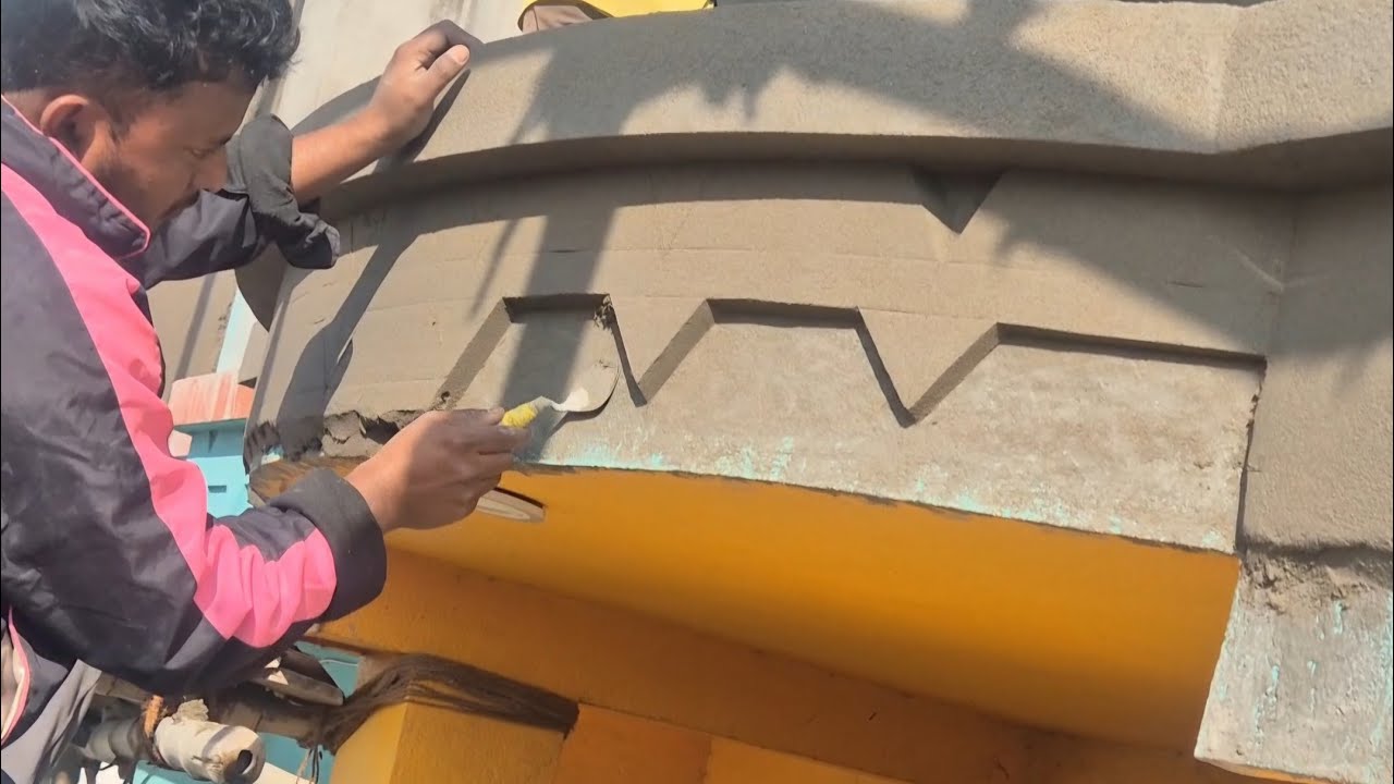 Best  border design with plaster. chhajja border design plastering process 👍👍👍🔨🧱