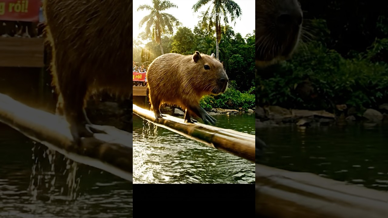 Tập 30 - Capybara và thử thách đi qua cầu tre, Mai té nhào xuống sông 