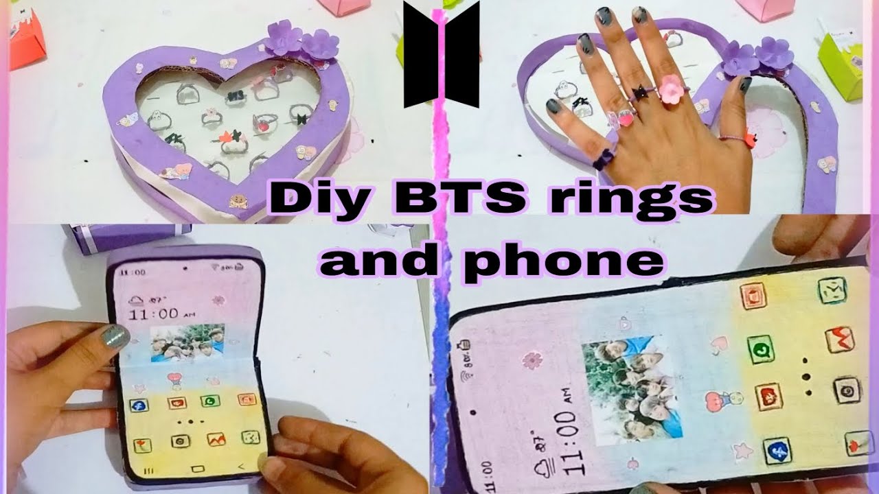 Diy BTS easy rings &phone ||full tutorial||💜💜|| - YouTube