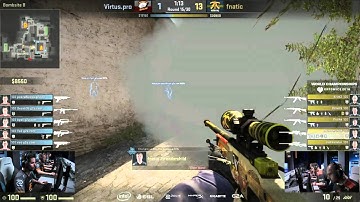 JW triple AWP kill to end the half - fnatic vs Virtus.pro CS:GO IEM Katowice 2016