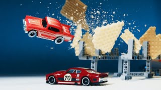 🔥 Hot Wheels Lego Booster - Slow Motion Crash Tests #moc #lego #hotwheels #experiment
