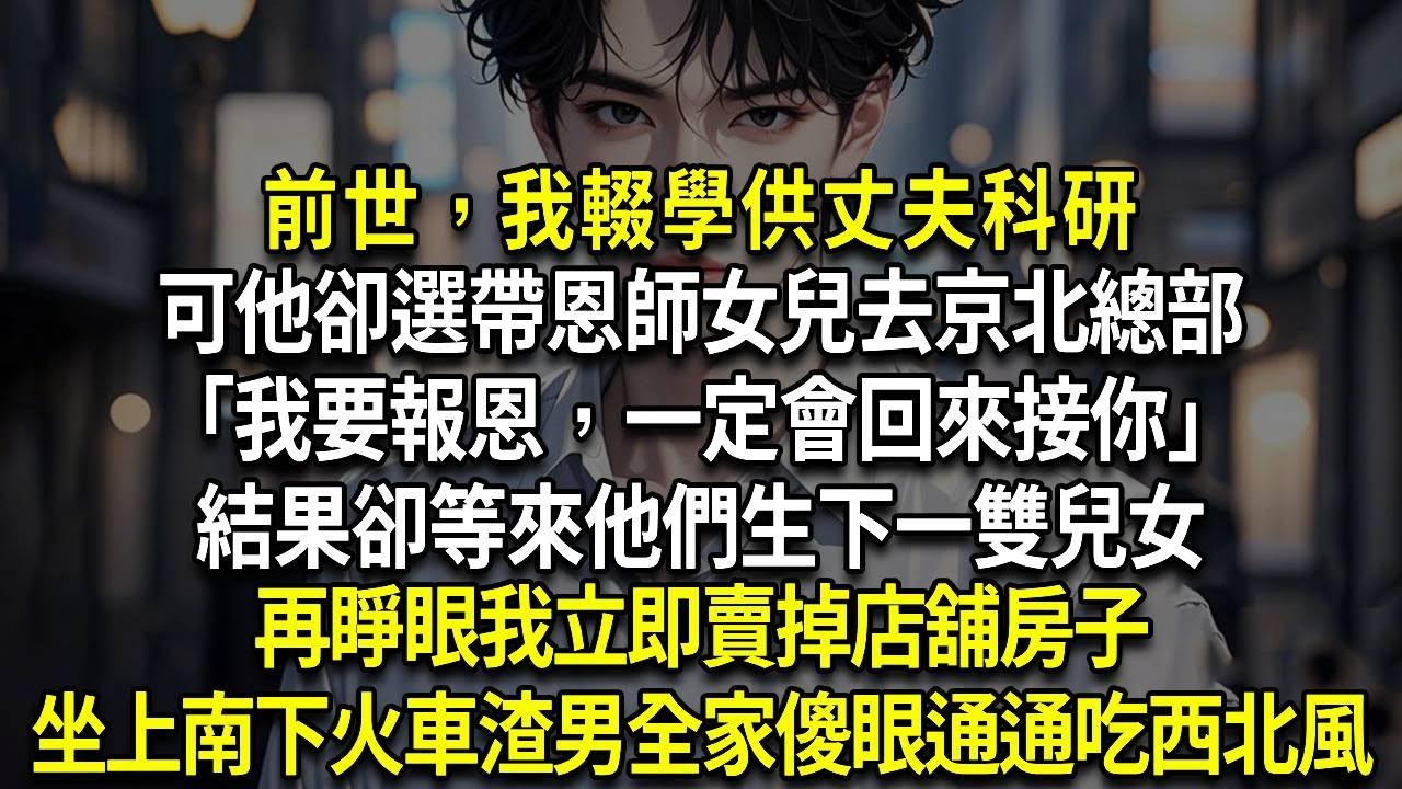前世，我輟學供丈夫科研，可他卻選帶恩師女兒去京北總部「我要報恩，一定會回來接你」結果卻等來他們生下一雙兒女，再睜眼，我立即賣掉店舖和房子，收回銀行卡，坐上南下的火車，渣男全家傻眼，通通吃西北風