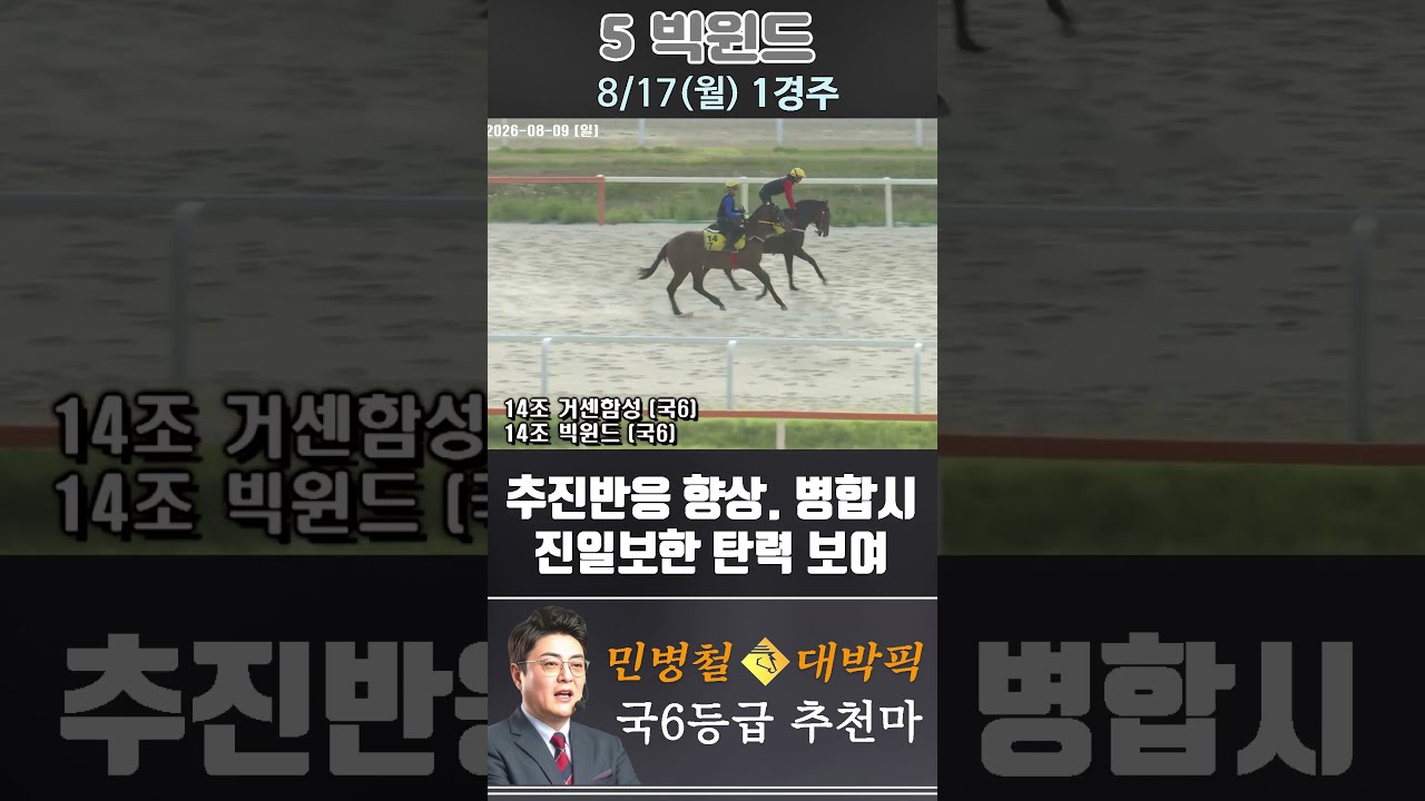 [서울 경마] 민병철 대박픽 2026년 8월 17일 월요 1R 추천마3 #경마 #automobile #한국마사회 #horse #하이라이트 #horseracing #비트코인 #게임