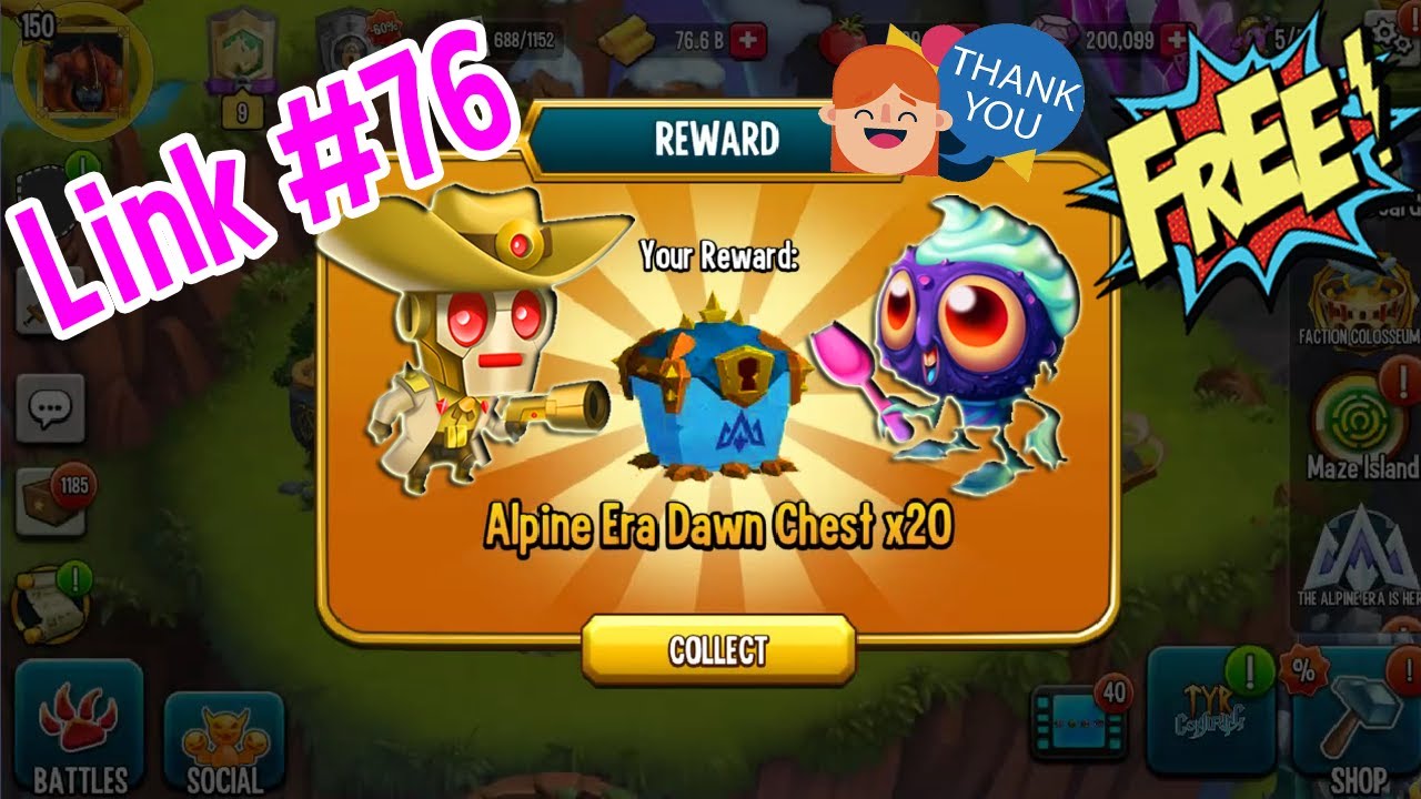 Monster Legends Links #76 Get 120 Alpine Era Chests 1200 Coins Stormbringer Sorcerice evileye joe