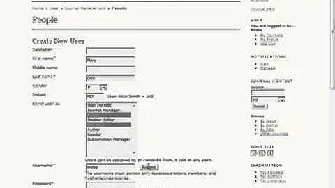 Creating New Users in OJS
