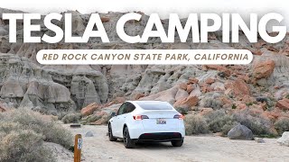 TESLA MODEL Y CAMPING in RED ROCK CANYON STATE PARK, CALIFORNIA // 4K