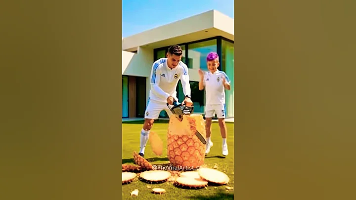 Ronaldo vs Messi, Neymar & Mbappe Apple Cutting Surprise #ronaldo #goat #messi #aifunnyshorts