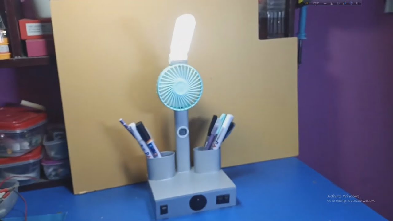 DIY 4-in-1 Table Lamp at Home🛠️| LED + Fan + Watch + Bluetooth Speaker ...