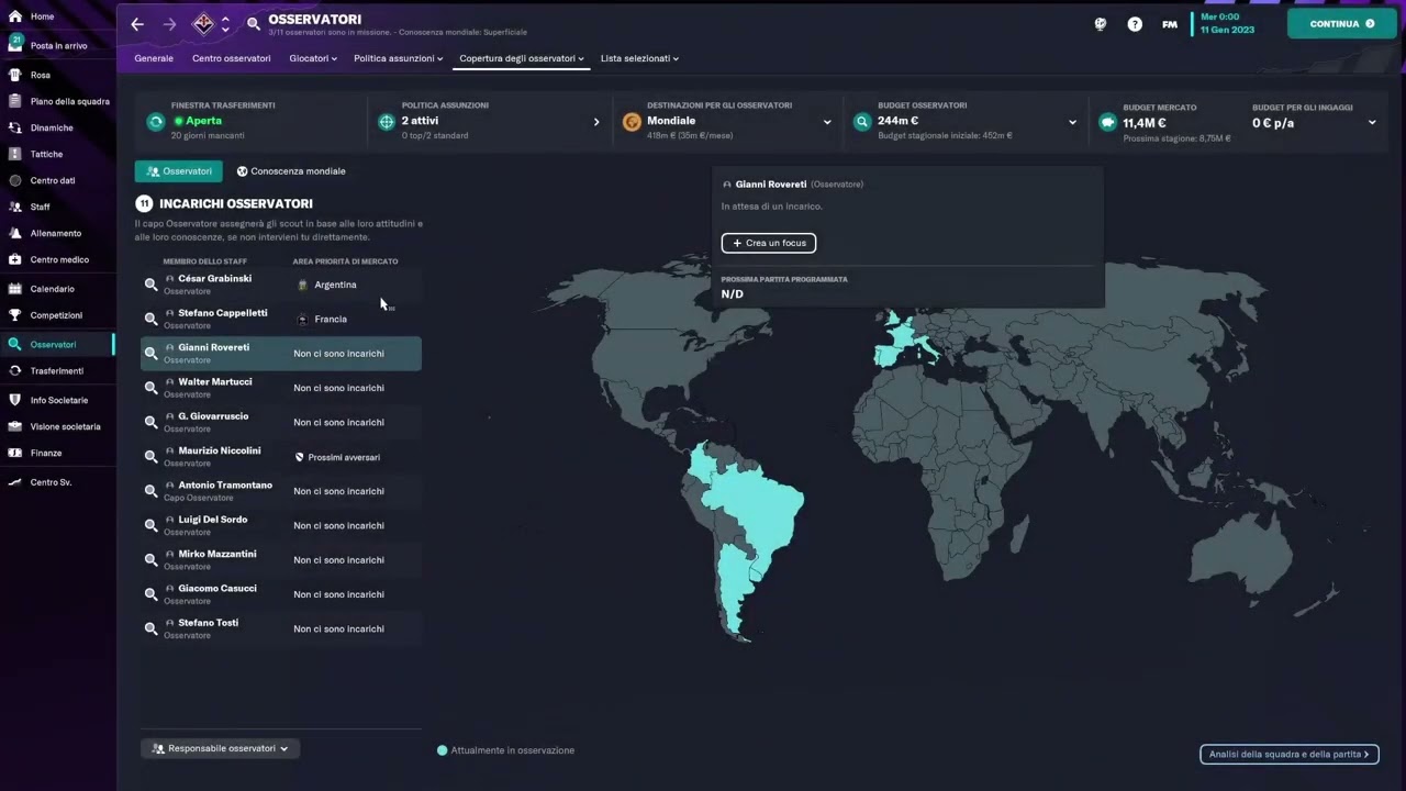 Spiegazione della sezione degli osservatori