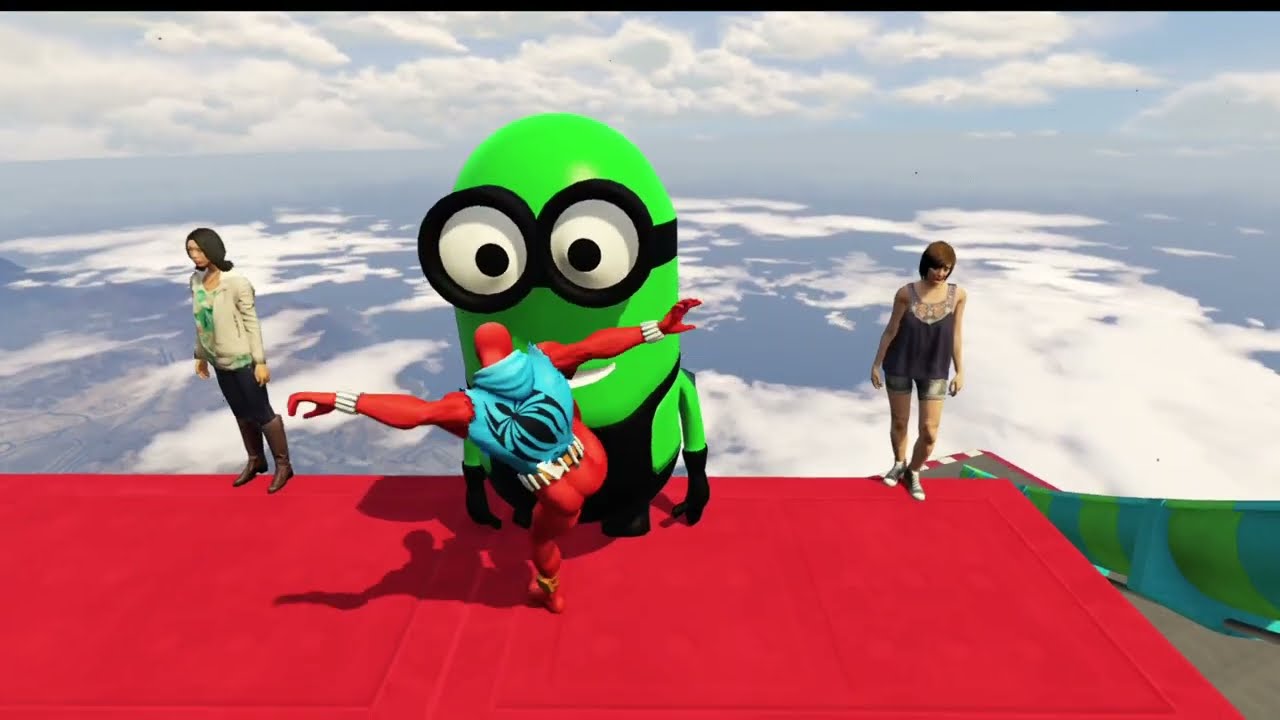 Spider-Man, Minions & Naruto's EPIC Bike Stunt Water Slide Challenge! 💥 GTA 5 Ragdoll Madness!