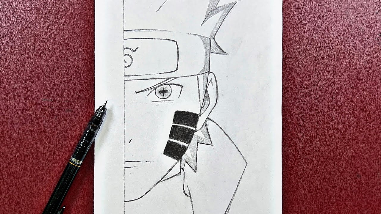 How to Draw Naruto Easy, Naruto Half face drawin