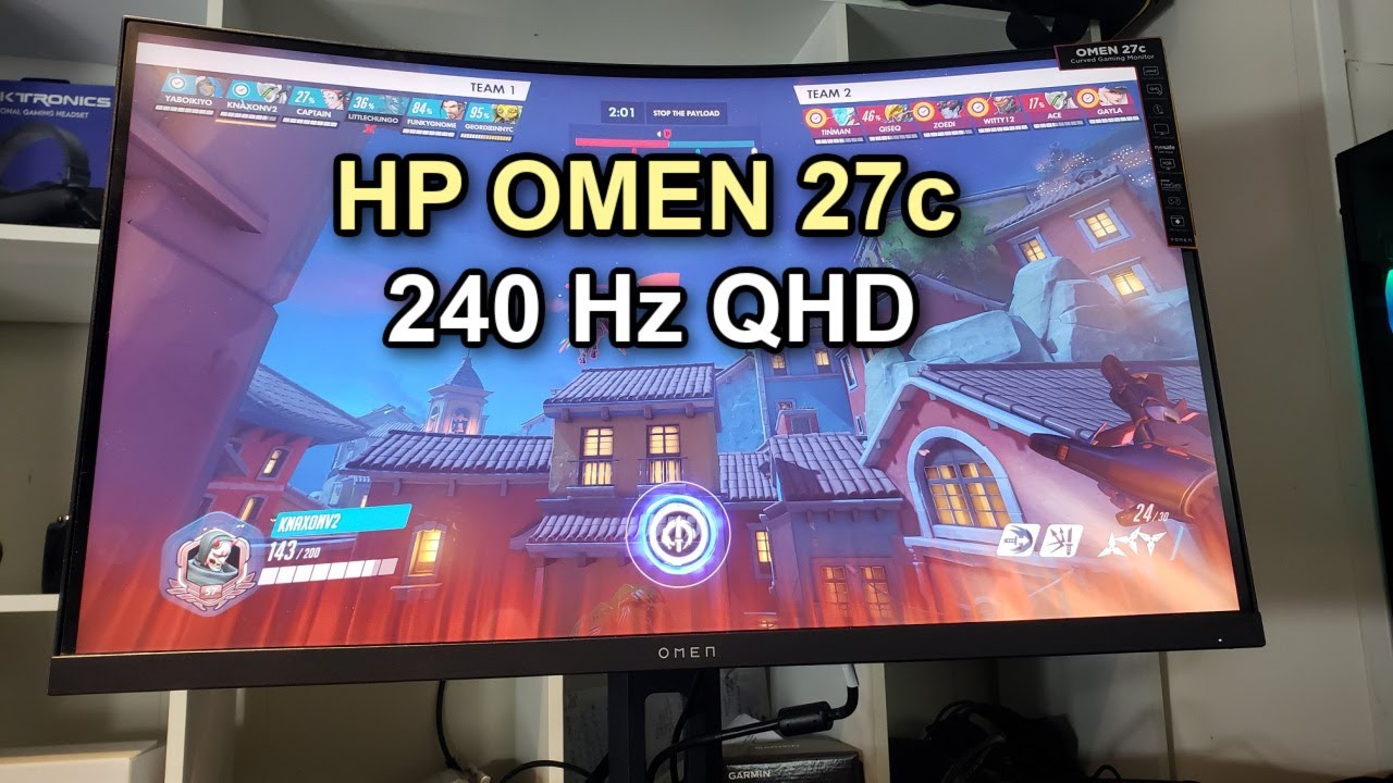 HP OMEN 27, Curved Gaming Monitor, QHD 2560 x 1440, 240hz refresh rate,  VESA Display Monitor HDR 400, Black, HP OMEN 27c 