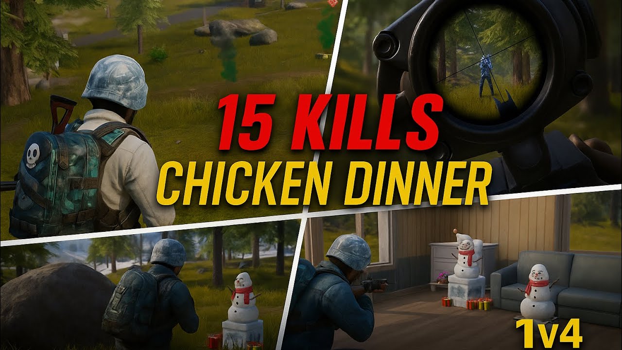15 Kills Chicken Dinner | 1vs4 | Pubg Mobile Gameplay | PK14 Gaming ...