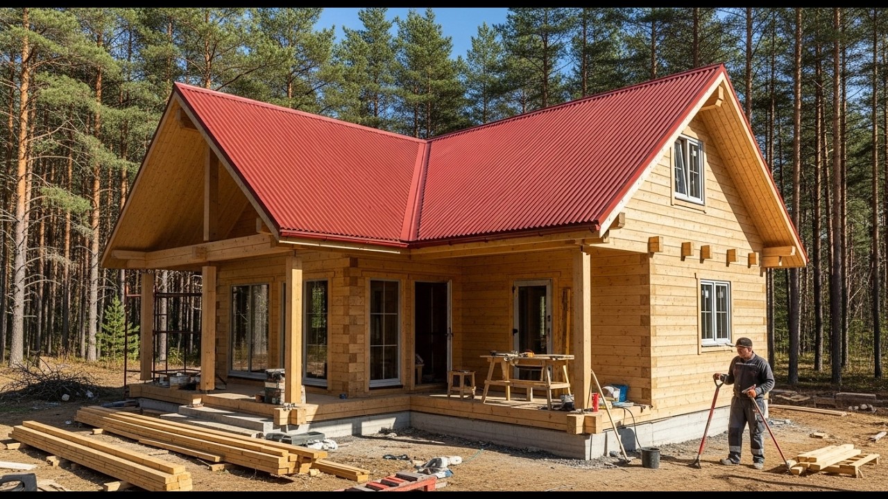 Строительство лесной хижины: минималистичный интерьер, сверхпрочная конструкция.