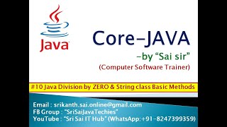 Java Division by Zero #10|| Java String class Basic Methods || Differences between C++ and Java Lang