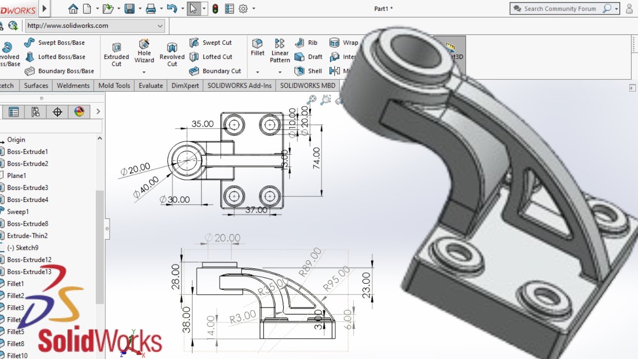 solidworks exercise 70 |solidworks tutorial 70... Solidworks Modelling 2 - YouTube