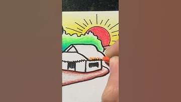 VẼ TRANH PHONG CẢNH QUÊ EM | how to draw easy scenery #shorts