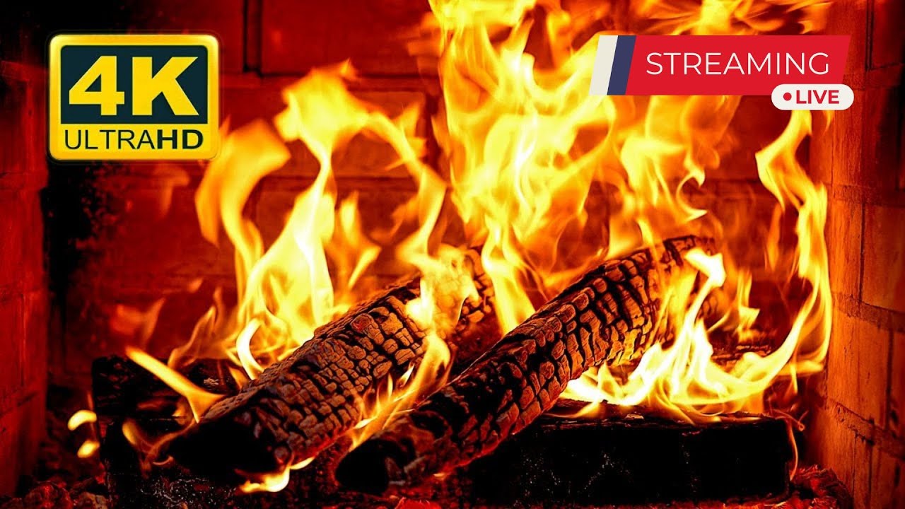 Cozy Fireplace 4K (24/7 HOURS) Fireplace with Crackling Fire Sounds ...