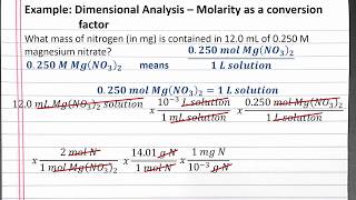 CHEM 101: Dimensional Analysis - Molarity as a conversion factor
