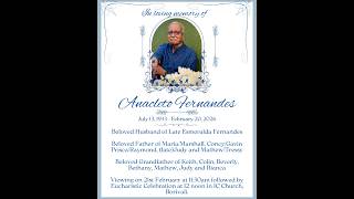 Funeral Mass of Anacleto Fernandes on 21.2.26, Live Streaming 11.30 am Onwards
