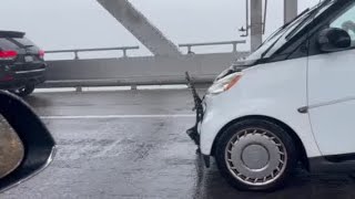 Front of car blows off on Richmond-San Rafael Bridge