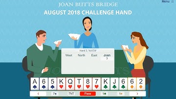 August 2018 Challenge Hand – Learn to play bridge with Joan Butts