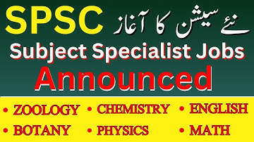 SPSC Subject Specialist Jobs |SPSC Subject Specialist Zoology, Botany, English & Chemistry Jobs 2024