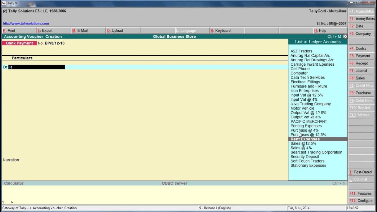 Tally 68 Rent Payment by cheque YouTube