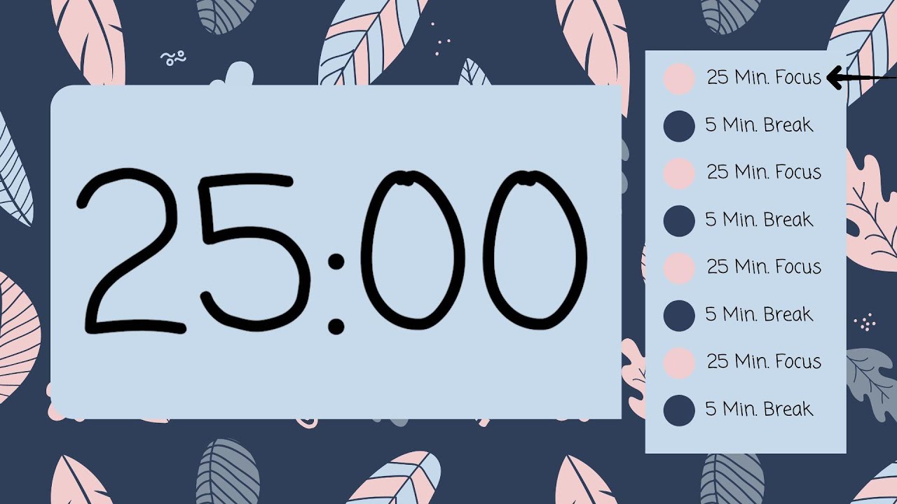 ⏳ 25/5 Pomodoro Timer – Cute Doodle Design 🎨 | Simple Beeps for Focus 🎯 ...