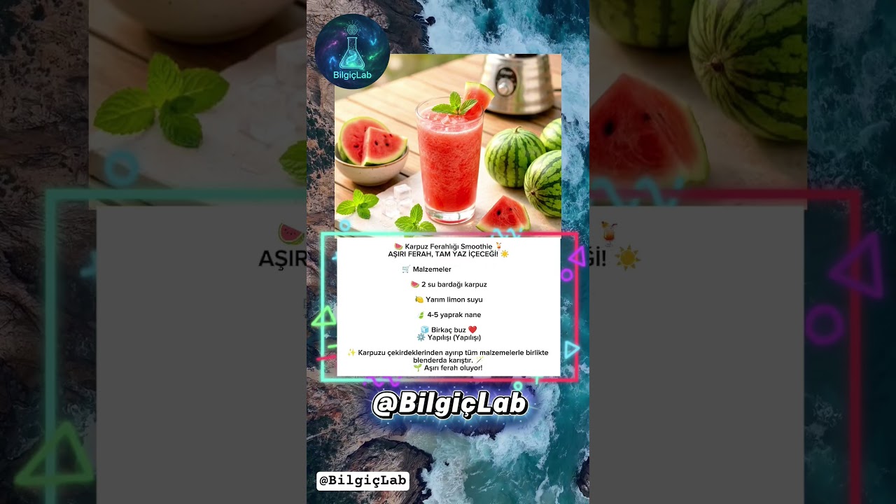 Yaz sıcaklarına birebir! 🍉 Ferahlatıcı ve pratik karpuzlu smoothie tarifi.