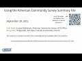 Using the American Community Survey Summary File