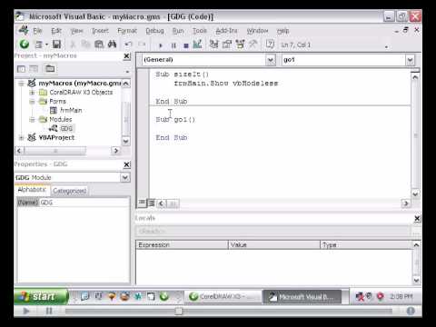 GDG Macros Tutorials Lesson 3 Using VBA and CorelDraw Add a basic form then use it to size shapes