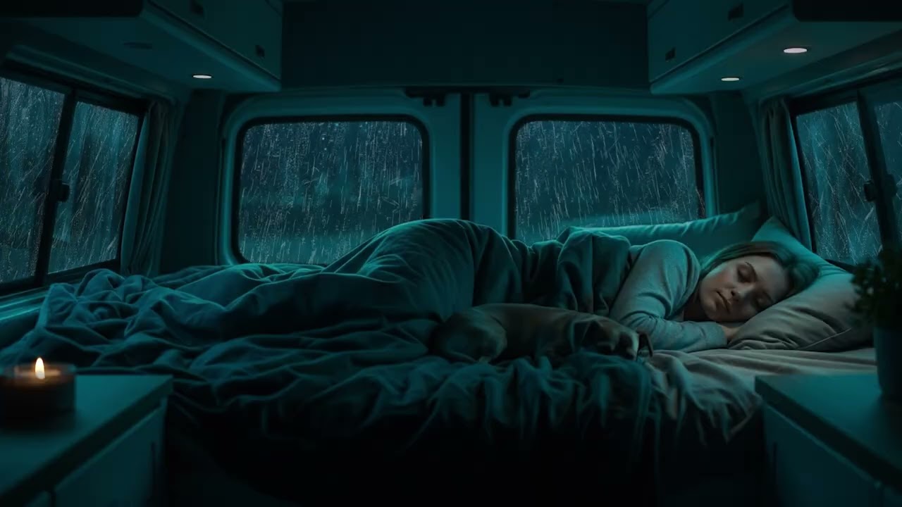 Forest Cabin Parking – Gentle Rain Night