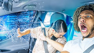 I OPENED My FIANCE'S WINDOW While Going Through The CAR WASH *HER BIGGEST FEAR*