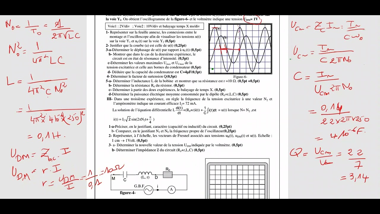 Exercice forcée électrique devoir de contrôle 2 bac scientifique