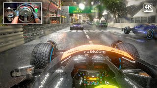 F1 24 Season - McLaren MCL38 | Monaco Grand Prix Very Wet Condition | Steering Wheel Gameplay