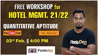 Quantitative Aptitude || Hotel Management 21//22 || Bala Sir screenshot 5