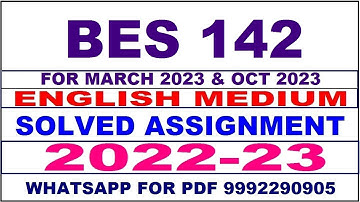 bes 142 solved assignment 2022-23 in english | bes 142 solved assignment 2022-23 | bes 142 2023