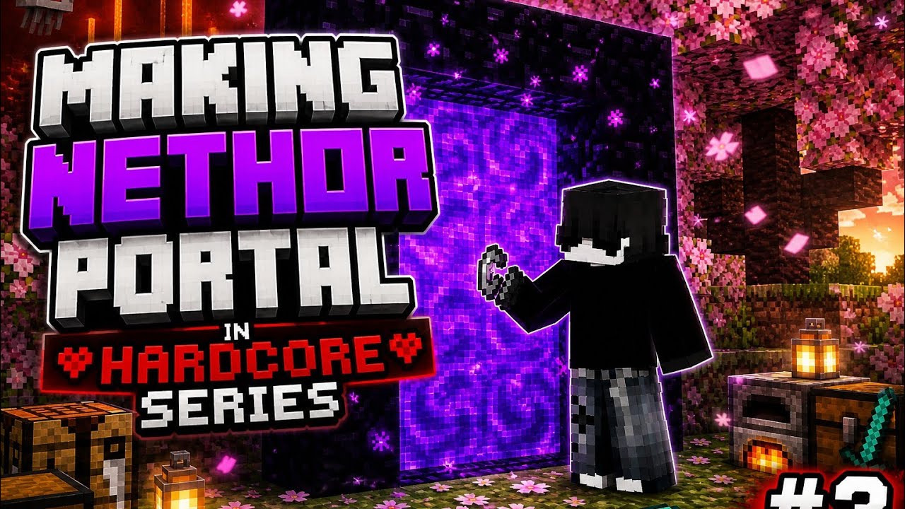 I Made Nether Portal in HARDCORE ⁨@minecraft⁩ #video #viral ⁨@Frozix_OP ...