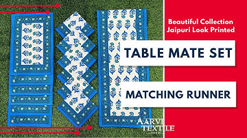 Beautiful Collection Jaipuri Look Printed Table Mat Set + Matching Runner | Bagru print collection
