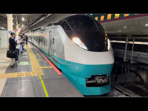 E657系ｶﾂK17編成（フレッシュひたち色リバイバル塗装・緑色・連結器カバー無し）が特急ひたち28号品川行きとして東京駅10番線を発車するシーン（28M）2023.5.15