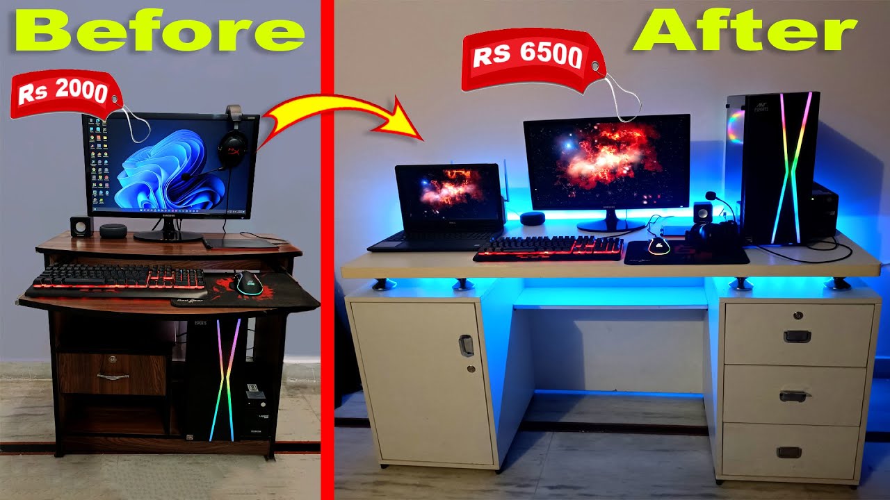 FULL GAMING DESK SETUP TOUR GAMING COMPUTER TABLE AT JUST RS 6500
