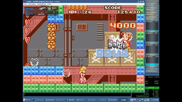 mGBA 0.10 GBA OpenGL Native Test 60fps QuickSync x64 + Sound (Core i3 8350K) + Mesa 22.x