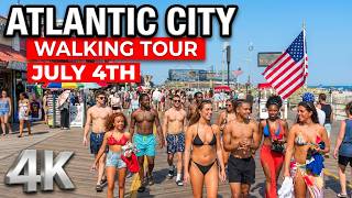 Atlantic City Broadwalk On 4th of July 2026 Walking Tour [ 4K ]
