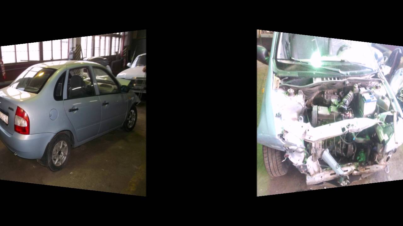 Ремонт Лада Калина лобовой удар - YouTube