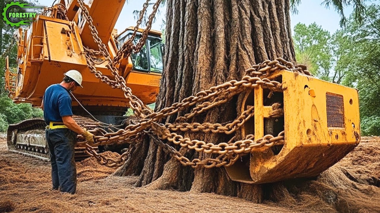 Extreme Dangerous Fastest Big Chainsaw Cutting Tree Machines | Monster Stump Removal Excavator #121